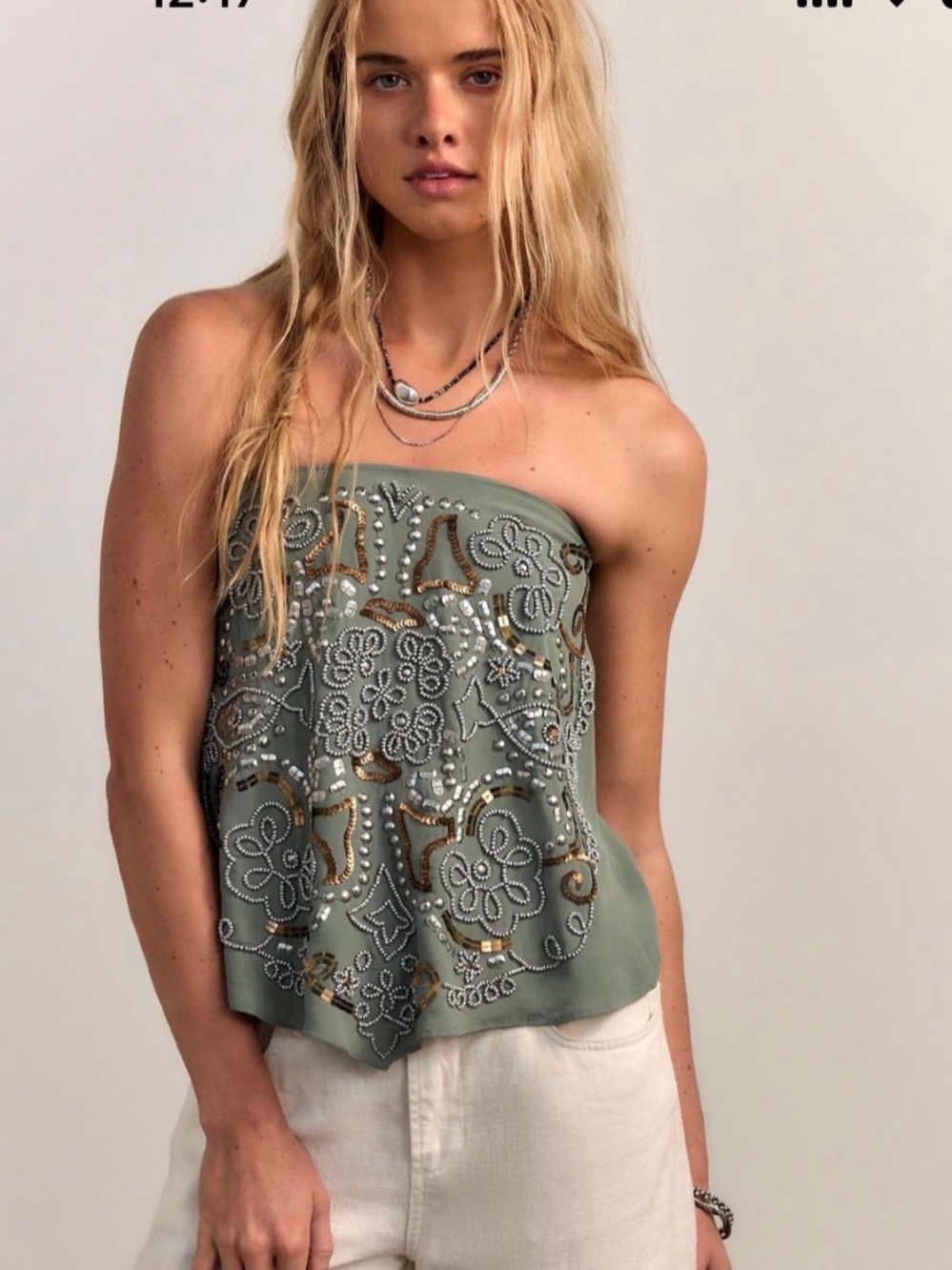 Free People Julia Embellished Tube TopMedium NWT